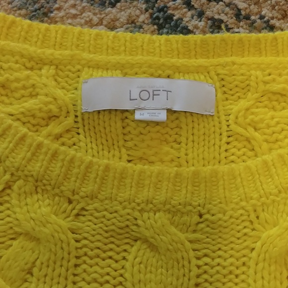 LOFT CABLE KNIT YELLOW SWEATER - Picture 2 of 8